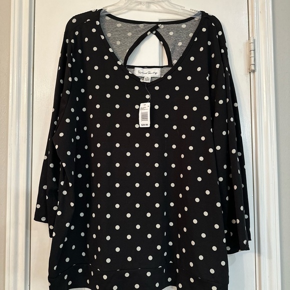 French Laundry Tops - French Laundry Black and White Polka Dot Blouse